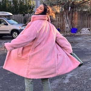 Pink teddy coat warm, worn 1 time